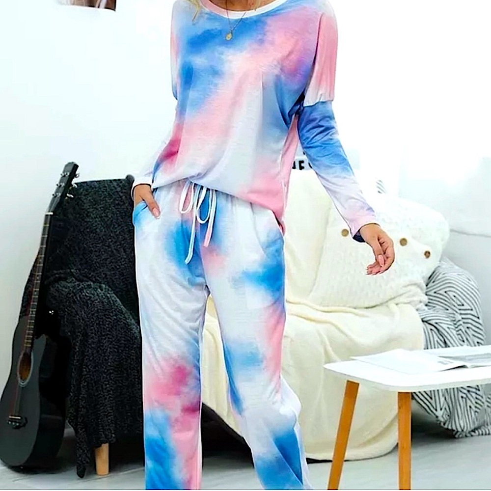 PINK & BLUE TIE DYE SET BNIP